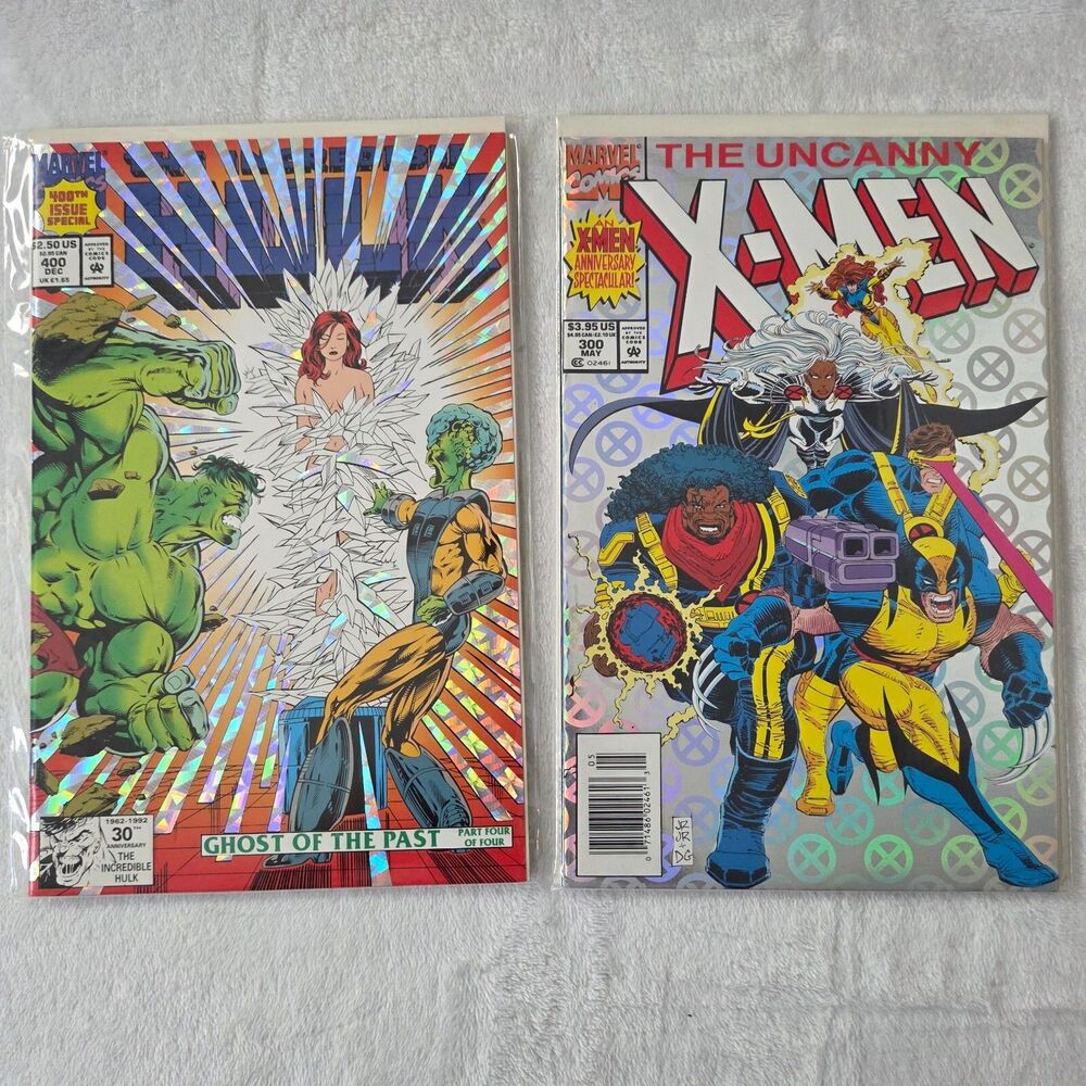 Hulk #393 & X-Men #300‎ (1992–93) Marvel Lot | Foil Anniversary Covers